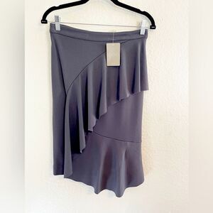Gray Asymmetrical Ruffled Knee-Length Skirt. NWT. 4
